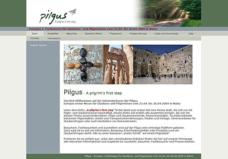 So sieht der Web-Auftritt der Fachmesse Pilgus aus.