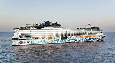 Die MSC Euribia wird im Oktober ohne Passagiere von Kiel nach Dubai überführt. Foto: MSC Cruises