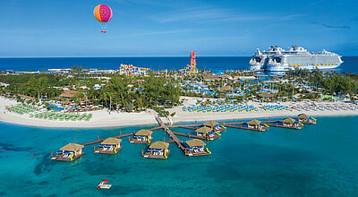 Fester Anlaufhafen in der Karibik: die Reederei-eigene Bahamasinsel Coco Cay. Foto: Royal Caribbean International