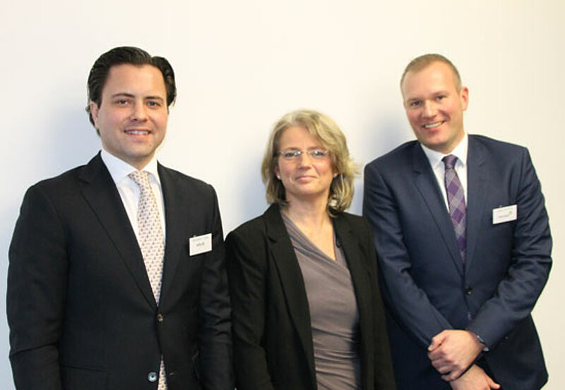 MDT-Chefin Kristina Düring mit dem MRH-Gesellschafter Maximilian Trowe (links) und ihrem neuen Vertriebschef Stefan Winiarski