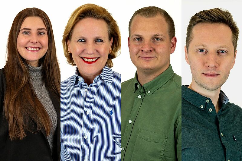 Die Neuen im Team: Julia Tichelmann, Sandra Beißner-Dey, Kevin Piljic und Pidder Ferry Douven