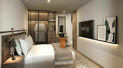 Eines der Zimmer in den neuen Centro-Hotels in London. Foto: Rotana
