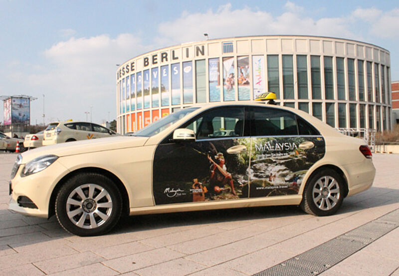 Auf der ITB Berlin wurde auch eine neue Kampagne mit Taxi-Werbung vorgestellt