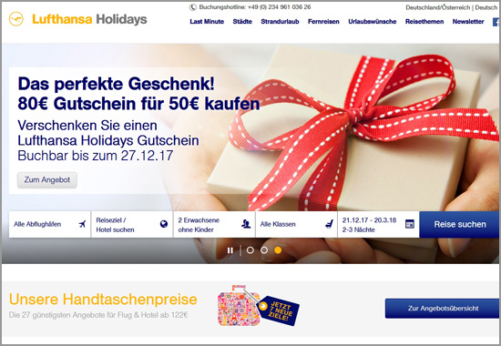 Das eigene Internet-Portal ist einer der wichtigsten Vertriebswege für Lufthansa Holidays
