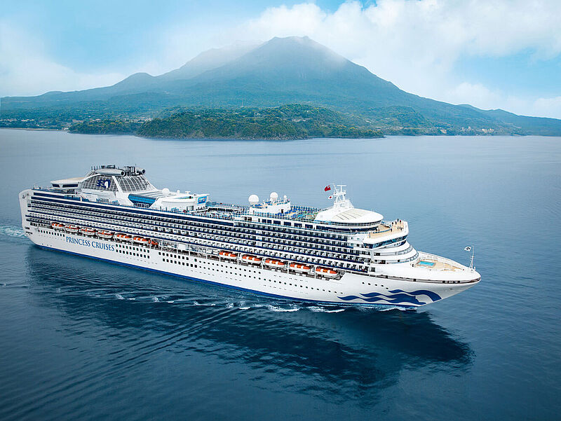 Die Diamond Princess in den Gewässern vor dem japanischen Kagoshima. Foto: Princess Cruises