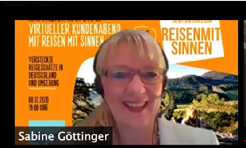 Sabine Göttinger von der Reiseagentur Göttinger bei ihrem ersten virtuellen Kundenabend