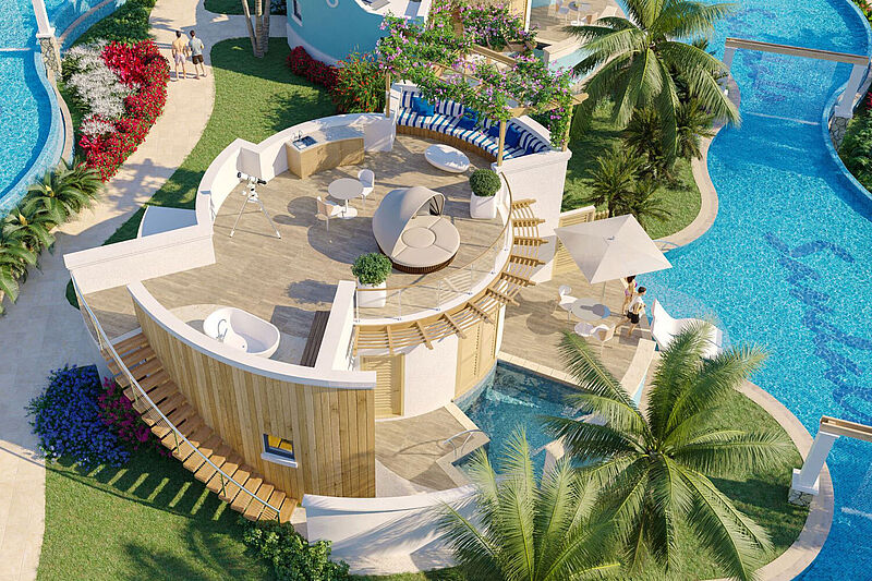 Das Online-Training informiert über die Resorts in der Karibik, im Bild die Anlage Sandals South Coast an der Südküste Jamaikas