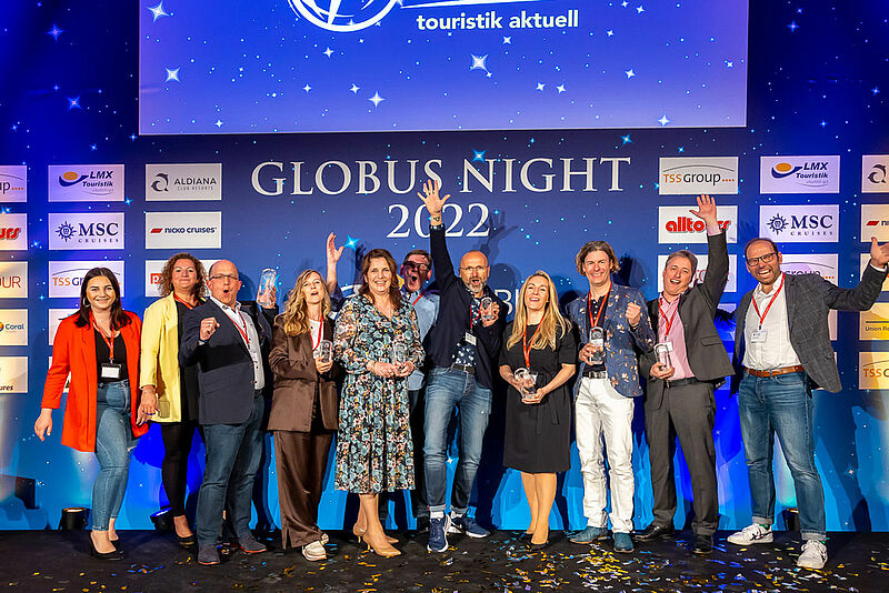 Gute Stimmung auf der Bühne: Die Globus-Gewinner freuen sich über ihre Awards