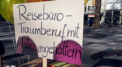 Verdi-Aktion vom vergangenen Wochenende auf dem Kölner Heumarkt: die Beteiligung blieb mau