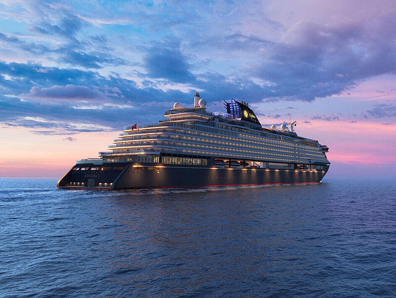Das zweite Schiff der neuen Marke geht im Sommer 2024 in Dienst. Modell: Explora Journeys Das zweite Schiff der neuen Marke geht im Sommer 2024 in Dienst. Modell: Explora Journeys