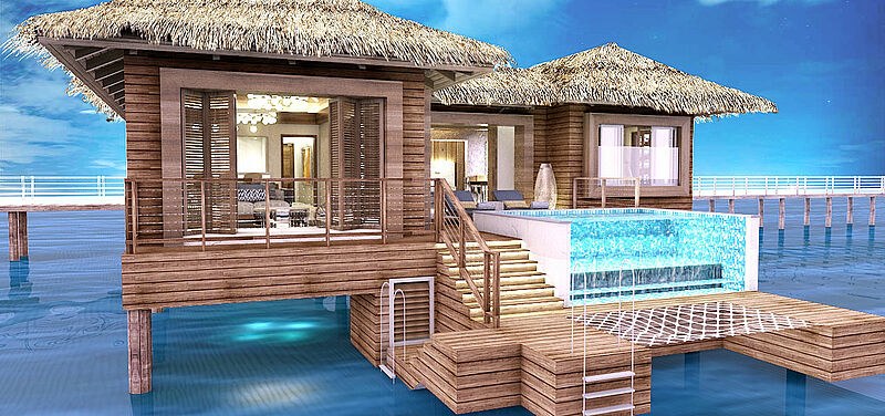 Das neue Royalton Antigua Resort & Spa verfügt über Overwater-Villen