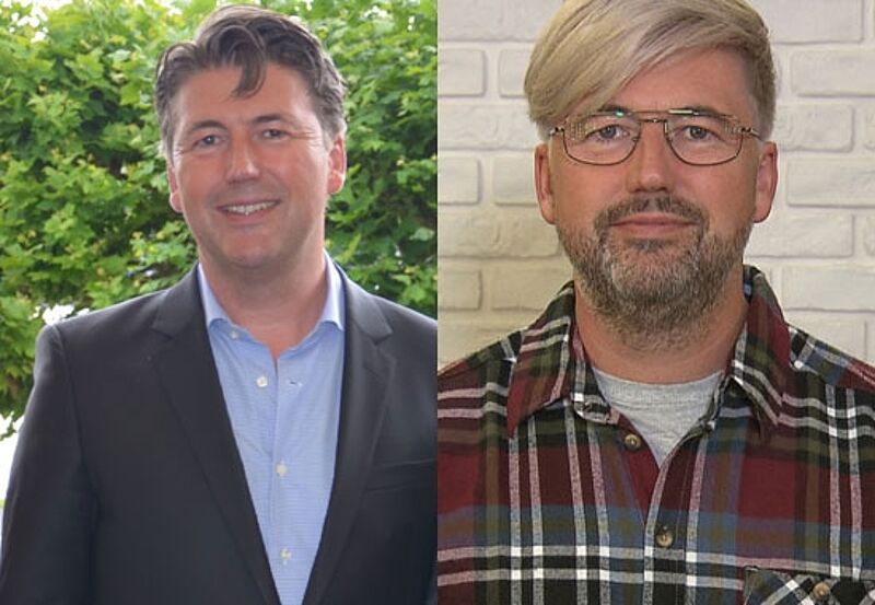 Der doppelte Laukamp: links im gewohnten Business-Outfit des Geschäftsführers von Nicko Cruises, rechts als Praktikant im Holzfällerhemd