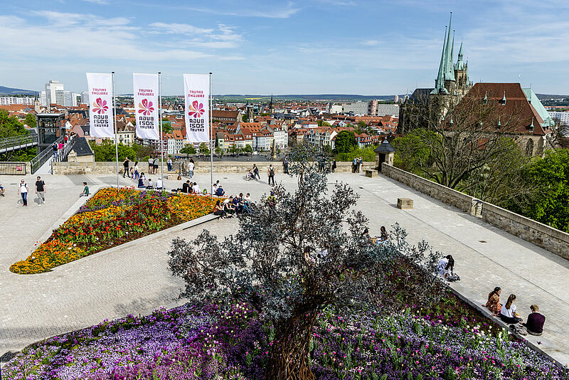In Erfurt findet in diesem Jahr die Bundesgartenschau statt. Im Bild: die Krämerbrücke