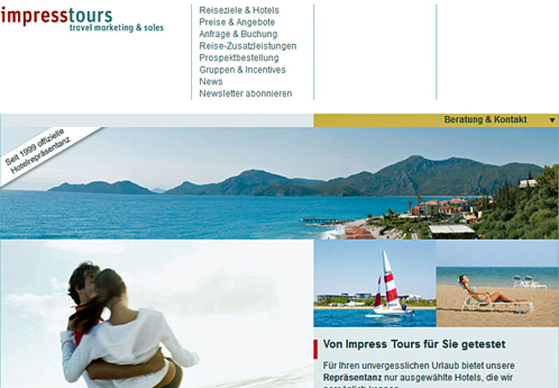 Website von Impress Tours: die Wiesbadener Tourismusagentur hat Insolvenz angemeldet