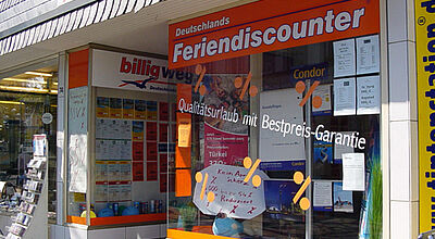 Die Reisebüro-Kette Billigweg.de, hier eine frühere Agentur in Solingen, wollte Deutschlands Ferien-Discounter werden
