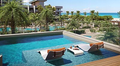 Das Joia Aruba by Iberostar bietet auch Swim-up-Suiten