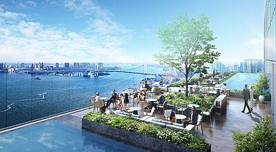 Diesen Ausblick wird das zukünftige Fairmont Tokyo ab 2025 bieten. Modell: Accor