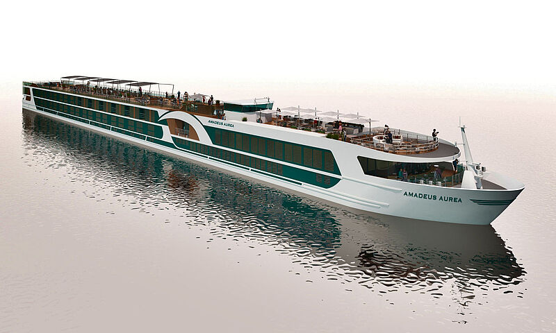 Ein Modellbild des neuen Schiffes Amadeus Aurea von Amadeus Flusskreuzfahrten