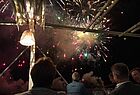 Höhepunkt eines schönen Abends in Scilla: Feuerwerk über der Straße von Messina