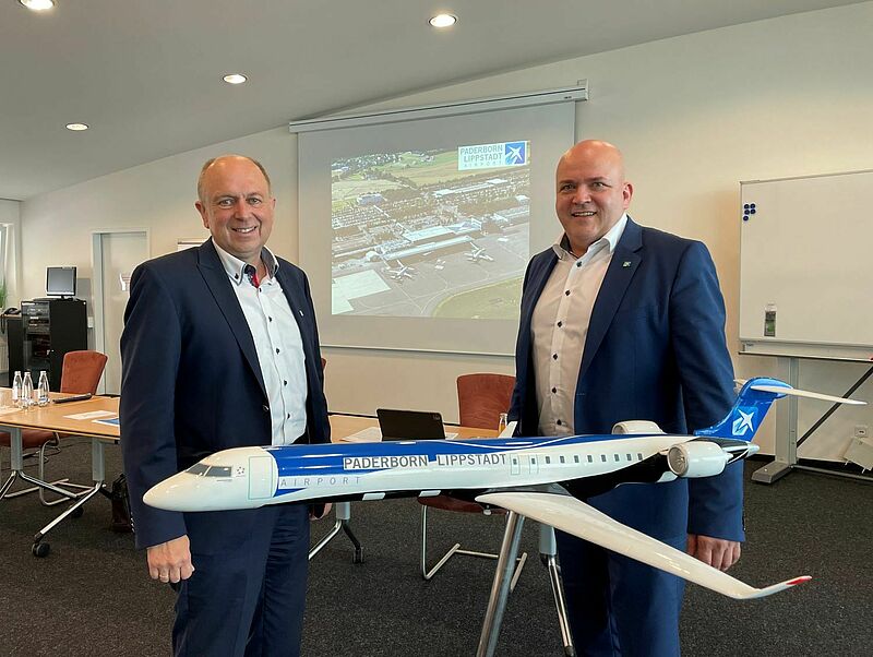 Sehen viel Potenzial für ihren Flughafen: Aufsichtsratsvorsitzender Christoph Rüther (links) und der neue Airport-Chef Roland Hüser
