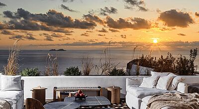 Das Myconian Panoptis Escape liegt auf einem Hügel und überblickt die Ägäis