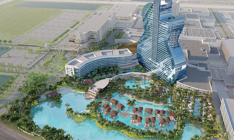 Der Hotelturm gleicht zwei Gitarren