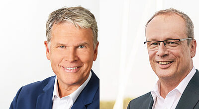 Porträts der Touristik-Manager Rolf-Dieter Maltzahn und Jörg Eichler