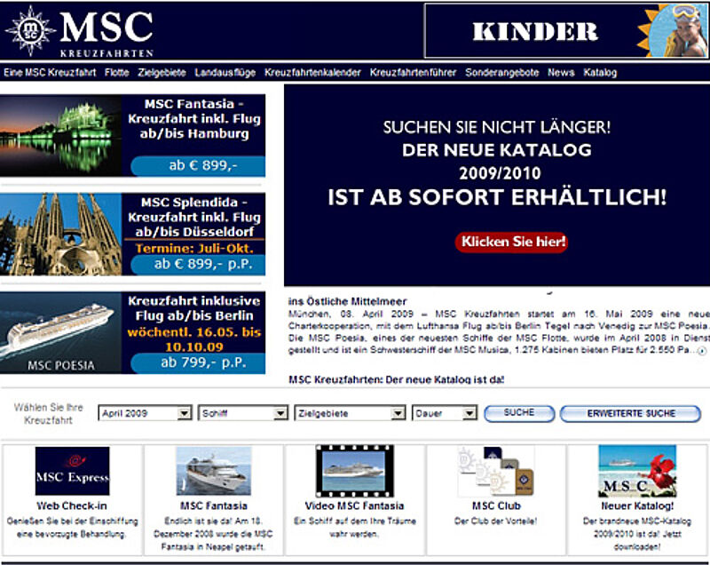 Die Buchungsanfragen über die MSC-Homepage landen bei den Reisebüros.