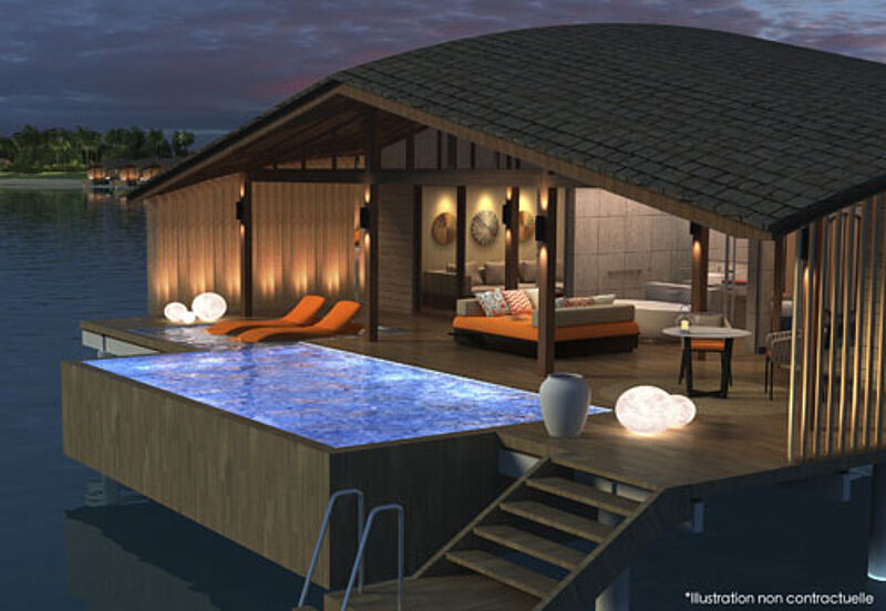 In der Club Med Villenanlage Finolhu Villas können die Gäste wählen, ob sie den Sonnenaufgang oder Sonnenuntergang von ihrer Villa bestaunen möchten