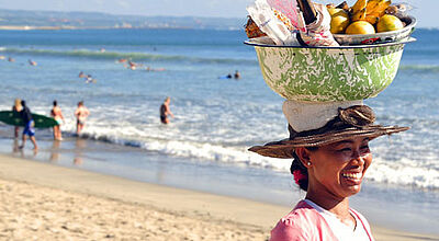 Lieblingsziel der Deutschen in Indonesien: Bali, hier der Strand von Kuta