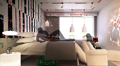 So sollen die Zimmer bei Radisson Red aussehen