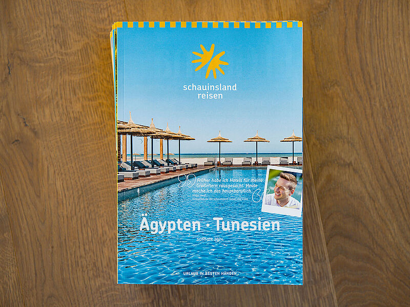 So sieht das Cover des neuen Ägypten-/Tunesien-Katalogs für den Sommer 2024 aus. Foto: Schauinsland-Reisen