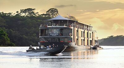Boutique-Flusskreuzfahrtschiff auf dem Mekong