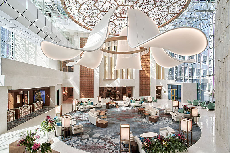 Blick in die Lobby des Hilton-Hotels Cairo Nile Maadi