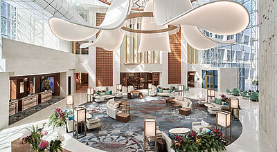 Blick in die Lobby des Hilton-Hotels Cairo Nile Maadi