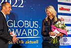 Waren begeistert von den tollen Reisebüro-Projekten: Die Moderatoren des Globus Awards, Matthias Gürtler (touristik aktuell) und Christiane Blaeser (Conneccted)