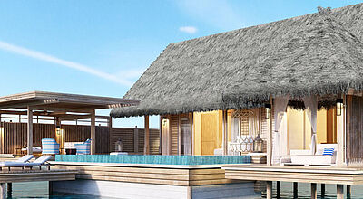 Alle 130 Villen im Waldorf Astoria Maldives haben einen Privat-Pool