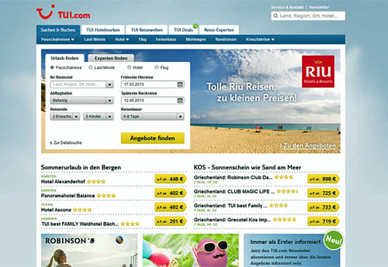 Das Stichwort „TUI“ sorgt dafür, dass sich TUI.com bei der Google-Suche mitunter vor die TUI Reisecenter drängelt
