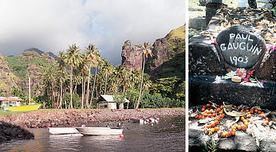 Von den geschützten Buchten aus starten Kreuzfahrttouristen ihre Touren auf die Marquesas-Inseln. Auf Hiva Oa ist das Grab des französischen Malers Paul Gauguin eine Touristenattraktion.