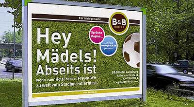 Mit lustigen Fußballsprüchen kann man bei der Economy-Kette B & B Hotels Preise gewinnen. Foto: B & B Hotels