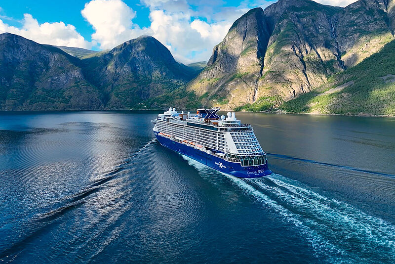 Kreuzfahrtschiff Celebrity Apex in norwegischem Fjord