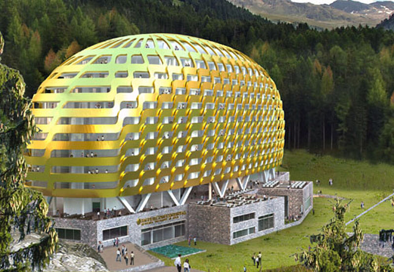 Kein Ufo, sondern ein Hotel: Das Interconti in Davos soll 2013 fertig sein