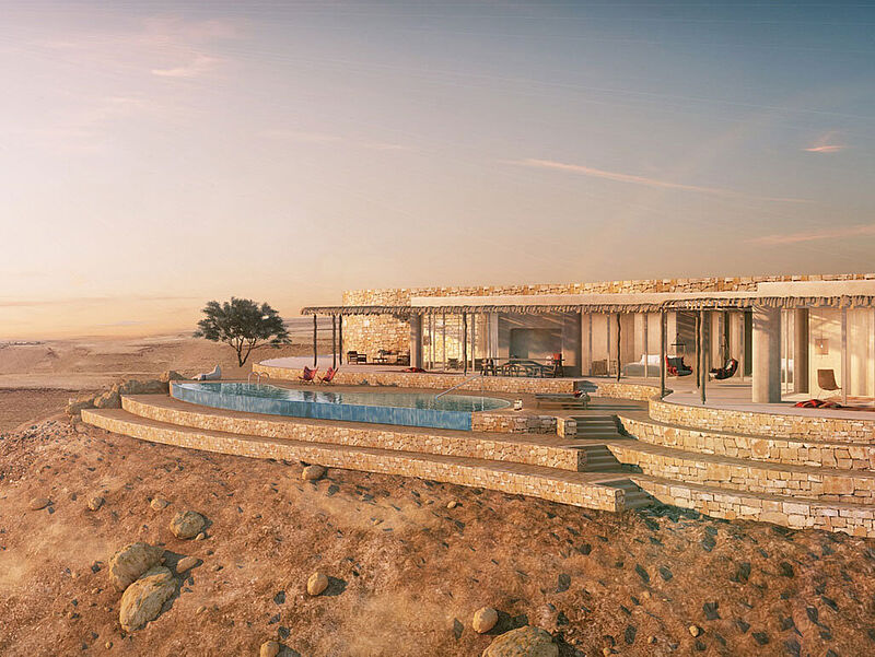 Noch in diesem Jahr soll das Six Senses Shaharut in der Wüste Negev in Israel eröffnen. Modell: Six Senses Noch in diesem Jahr soll das Six Senses Shaharut in der Wüste Negev in Israel eröffnen. Modell: Six Senses