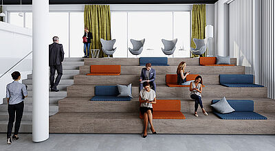 Blick in den Open Lobby-Bereich im Aiden by Best Western @ Biberach