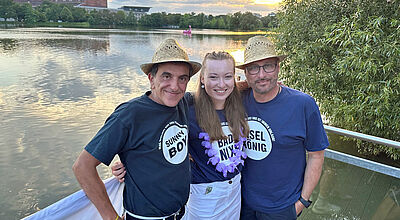 Sie organisierten die Beachparty-Serie 2023 (von links): Alexander Sieland (Suntrips), Vivien Franke und Mario Krug (beide LMX). Foto: mg