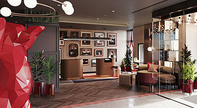 Willkommen in Berlin! So soll der Eingangsbereich des ersten Radisson Red in Deutschland aussehen