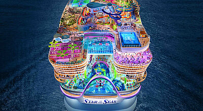 Modellbild eines modernen Kreuzfahrtschiffs