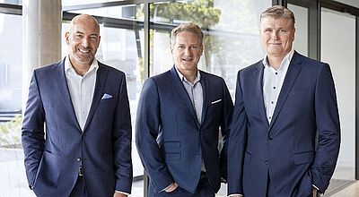 Ab 1. Januar 2023 bilden Ingo Burmester, Boris Schnabel und Leif Vase Larsen (von links) das Executive Board der DER Touristik Group