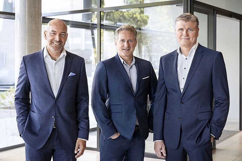 Ab 1. Januar 2023 bilden Ingo Burmester, Boris Schnabel und Leif Vase Larsen (von links) das Executive Board der DER Touristik Group