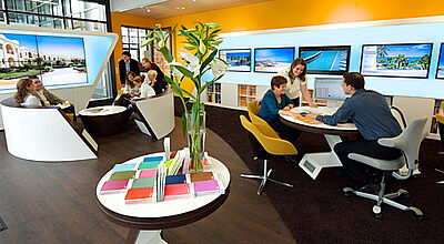 So sieht aus Sicht der TVG das Reisebüro der Zukunft aus: Blick in die Münchner Sonnenklar-TV-Filiale